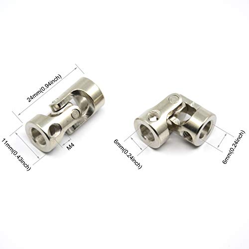 4 Pcs 6mm to 6mm Universal Joint Shaft Coupling for Motor - size: 6-6mm