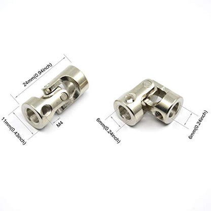 4 Pcs 6mm to 6mm Universal Joint Shaft Coupling for Motor - size: 6-6mm