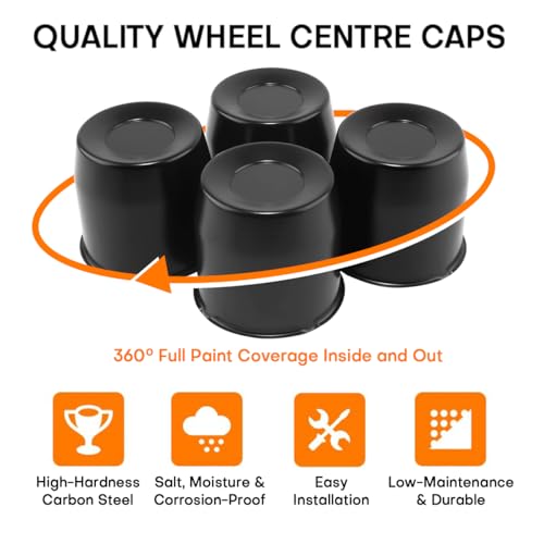 4Pcs 4.25 inch Wheel Center Caps Fit 4.25" Center Bore Truck Trailer RV SUV Wheels Rims, Carbon Steel Matt Black Push Through Hub Covers, Height 4.33in - color: Matt Black, size: 4.25in Hub Hole, 4.33in Tall