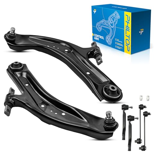 PHILTOP 6Pcs Front Lower Control Arm w/Ball Joint Sway Bar End Link Tie Rod End Fit for Nissan Rogue 2014-2020 Rogue Sport 2017-2022 Qashqai S/SV 2017-2019 Replacement Suspension Steering Kit