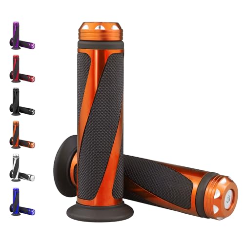 Universal Motorcycle Handlebar Grips Fits for Motorcycles with 7/8" Left Grip and 1" Right - color: Orange