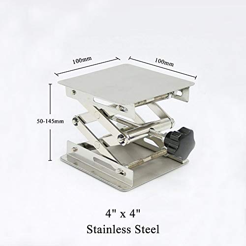 LabZhang 4" x4" Stainless Steel Lab Jack Scissor Stand Platform Lab Lift - size: 4X4