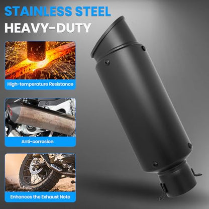 Exhaust Muffler Compatible with Kawasaki Ninja 400 Z400 2018 2019 2020 2021 2022 2023, 30cm Matte Black, with Adapter Connect Pipe, Slip On Motorcycle Exhaust