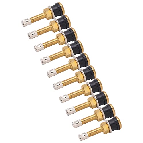 Tire Valve Stems Metal Valve Stems 10Pcs TR500 Tubeless Tire Valve Stems Sturdy Heavy Duty Clamp Valve Stem Core, Brass