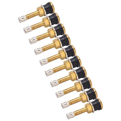 Tire Valve Stems Metal Valve Stems 10Pcs TR500 Tubeless Tire Valve Stems Sturdy Heavy Duty Clamp Valve Stem Core, Brass