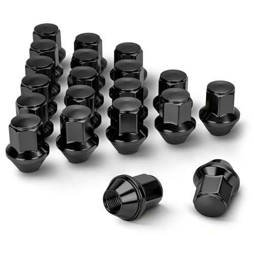 Dynofit 14x1.5 Wheel Lug Nuts Compatible with Ford Lincoln Mustang Explorer Edge, 20PCS M14x1.5 OEM Black Lug Nuts 1.5"H 13/16" Hex for Fusion Maverick Aviator MKX, Replace OE#ACPZ-1012-D|ACPZ-1012-M - color: Black, size: M14x1.5,1.5",Ford