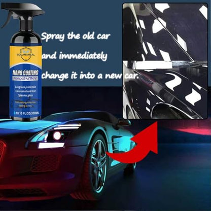 Nano Ceramic Coating Spray Kit, Quick Hydrophobic Car Wax Polish, High Gloss Paint Sealant, Scratch Repair UV Defense, Sponge, Microfiber Towel & Gloves for Cars SUV Motorcycles