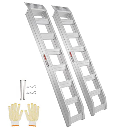 VEVOR Aluminum Ramps, 8810 lbs, Heavy-Duty Ramps with Top Hook Attaching End, Universal Loading Ramp for Motorcycle, Tractor, ATV/UTV, Trucks, Lawn Mower, 72" L x 15" W, 2Pcs - size: 8100 lbs