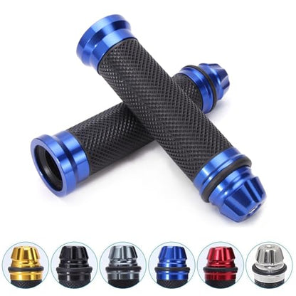Universal 7/8" 22mm Motorcycle Handlebar Grips - Gel Rubber Compatible with Chopper, Cruiser, Street, Dirt Bike - color: Blue