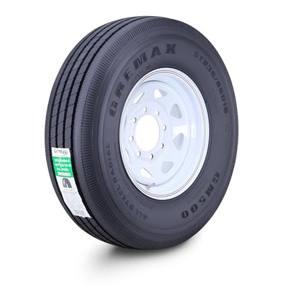 GREMAX All Steel Trailer Tire Wheel ST235/85R16 14PR 132M 8X6.5 White Spoke - size: ST235/85R16-14-Ply