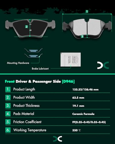 Ceramic Brake Pads Kits,SCITOO 8pcs Brakes Pads Set For BMW For 330Ci 01-06 - size: Front-D946 & Rear-D683