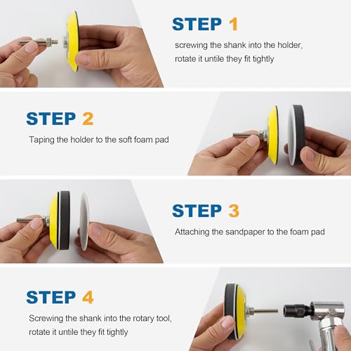 S SATC 3 Inch Hook and Loop Sanding Pad for Sanding Disc with 1/4 Inches Drill Sanding Attachment and Foam Sanding Pads for Polish Wood Metal Glass, 5 Packs - style: 3 Inch Hook and Loop Sanding Pad and Foam Sanding Pads
