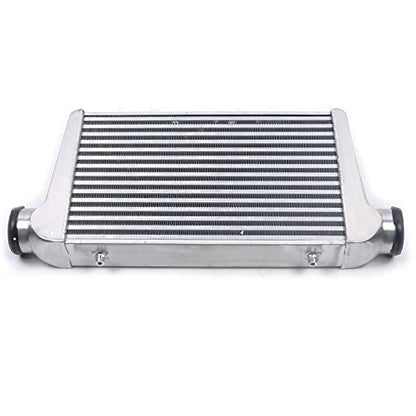 Universal Turbo Front Mount Intercooler 25"X12"X3" Inlet & Outlet One Side Top Polished Intercooler Aluminum Intercooler Front Mount Intercooler for All Cars - color: 25"X12"X3"
