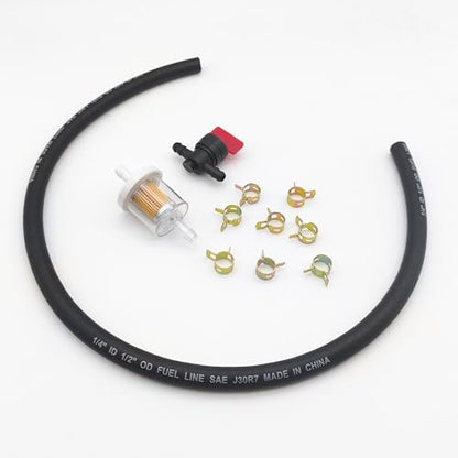 5414K 1/4" x 25" Fuel Line + Inline Fuel Filter + Fuel Shut Off Valve