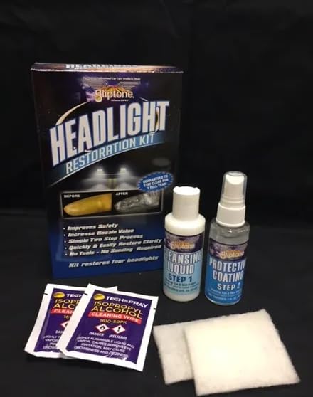 Gliptone Headlight Restoration Kit, Restores 4 Headlights, Guaranteed, Easy 2 Step Process, 7 Piece Kit, No Sanding or Tools Required