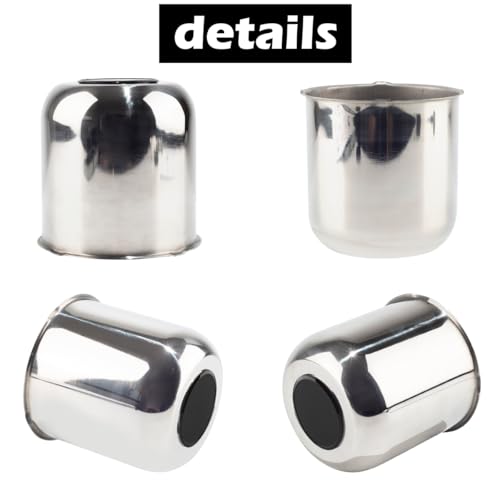 4Pcs 4.25" OD 4.29" H Trailer Wheel Center Caps with Removable Top - color: Mirror + Gloss Black, size: 4.25" OD 4.29" H