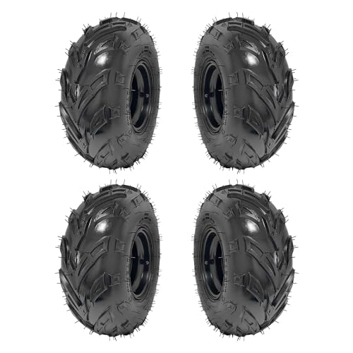 4 Packs of 145/70-6 ATV Tires with Rims Wheels for Quad 4 wheelers Go-Kart Mini Bike Lawn