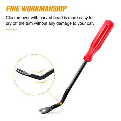 GOOACC Car Panel/Upholstery Remover Ergonomic Stainless Steel Fastener Remover - Easily Removes Plastic Fasteners,Reduces Damage to Panels and Loss of Clips - color: Red, size: 1Pc Remover
