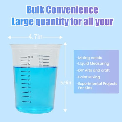 42pcs Resin Mixing Cups, Disposable Measuring Cups, 32oz Graduated Clear Plastic Measuring Cups for Epoxy Resin, Mixing Paint, Pigments - size: 32OZ