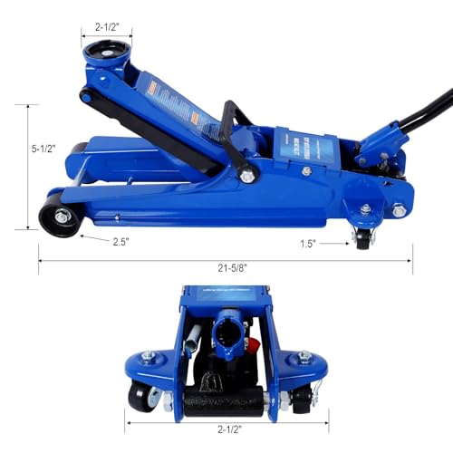 2.5 Ton Heavy-Duty Hydraulic Floor Jack, 5,000LB Capacity Low Profile Steel Jack with Single Piston Lift Pump for Car Truck SUV, Lifting Range 3.5"-14.50" - size: 2.5 Ton