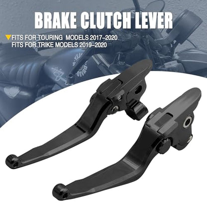 Motorcycle Levers Brake Clutch Handle Lever Adjustable Fit for Harley 2017-2020 Touring Road King Electra Glide Road Glide Street Glide 2019-2020 Trike Tri Glide Freewheeler (Short, Black) - color: Black
