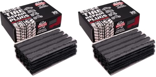 Vehiclex Flat Tire Repair Plugs - 30pcs Heavy Duty Plug and Patch Kit for Emergency Repairs, Black (Pack of 2) - color: Black, size: 30 pcs (Pack of 2)