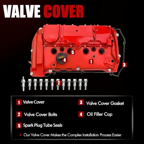 MITZONE N18B16A Aluminum Engine Valve Cover Kit Compatible with Mini Cooper Countryman 2011-2016 OE 11127646552 11127603390 V758239780
