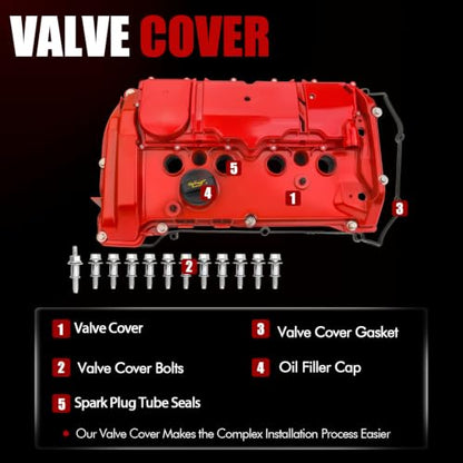 MITZONE N18B16A Aluminum Engine Valve Cover Kit Compatible with Mini Cooper Countryman 2011-2016 OE 11127646552 11127603390 V758239780