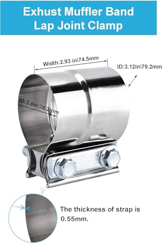 2.5 Inch Exhaust Clamps 2 Packs,2 1/2in Lap Joint Band Clamp - size: 2.5 inches