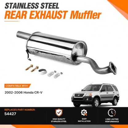 54427 Stainless Steel Rear Exhaust Muffler for 2002-2006 Honda CR-V CRV2 - size: 2002-2006 Honda CR-V