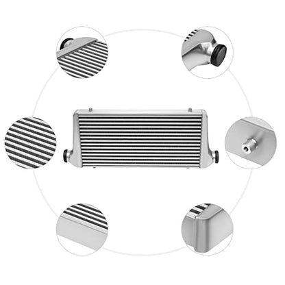 Universal Mount Intercooler 31x12x3" 2.5" Inlet & Outlet One Side Top Polished Intercooler Aluminum Intercooler Front Mount Intercooler For Mazda Toyota Acura BWM Audi High - color: 31x12x3" 2.5"