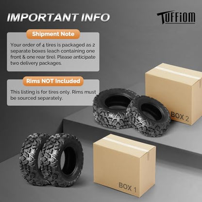 TUFFIOM Set of 4 ATV/UTV All-terrain Tires 25x8-12 Front 25x10-12 Rear, 6 PR, Tubeless - size: 25x8-12 & 25x10-12