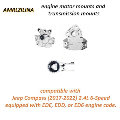 Engine Motor Transmission Mount Kit for Compass 2017-2022 - size: 2017-2022 Jeep Compass 2.4L 6 Speed