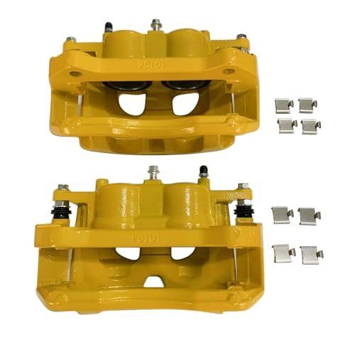 18B5404 18B5405 Yellow Front Dual Piston Brake Calipers with Bracket Set