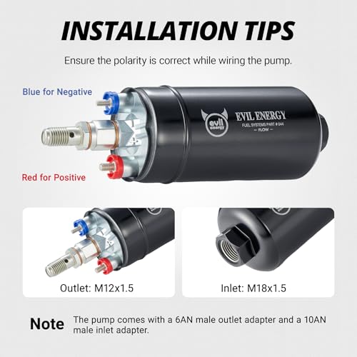 EVIL ENERGY 58 PSI Fuel Filter Regulator with External High Flow 300LPH Electric Inline Fuel Pump Compatible with LS Swap EFI Conversions (Fits 4.8L/5.3L/6.0L V8)