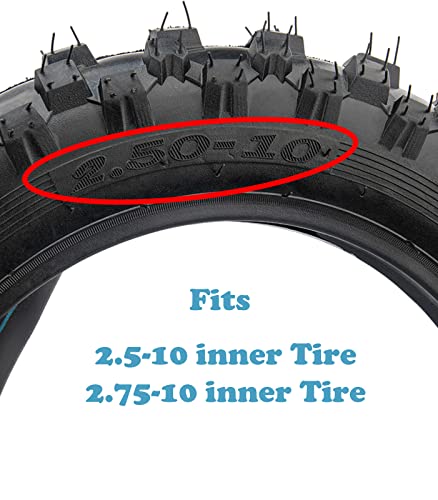 2.5-10 Dirt Bike Tire, 2.5-10" Off-Road Tire and Inner Tube Set, 2.50/2.75-10 Dirt Bike Replacement Inner Tubes, Compatible with Honda XR50/CRF50, Suzuki JR50/DRZ70, and Yamaha PW50