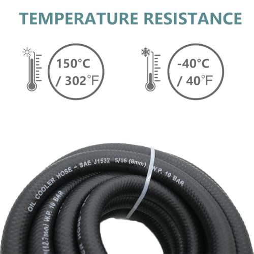 1/2 Transmission Oil Cooler Hose - 300 PSI Fuel Line Hose J1532 For Transmission Fluid, Oil, Coolant, Diesel, Hydraulic Fluid, Lubricant, Gas 20FT - size: 1/2 20FT without Clamps