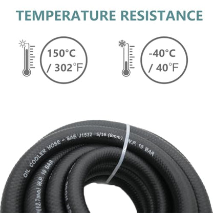 5/8 Transmission Oil Cooler Hose - 300 PSI Fuel Line Hose J1532 For Transmission Fluid, Oil, Coolant, Diesel, Hydraulic Fluid, Lubricant, Gas 20FT - size: 5/8 20FT without Clamps