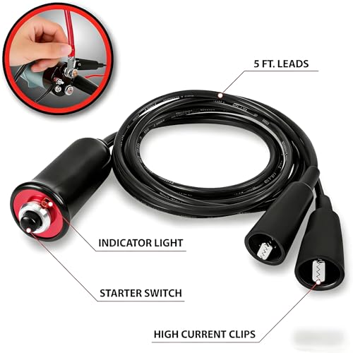 Heavy Duty Remote Starter Switch 12V Push Button with 5ft Wire and Alligator Clips for Car Truck RV ATV Automotive Engine Start