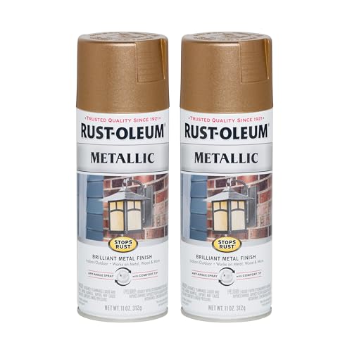 Rust-Oleum Stops Rust Metallic Spray Paint, Antique Brass - color: Antique Brass, size: 11 Ounce (Pack of 2)