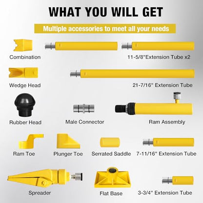 YELLOW JACKET 10 ton Porta Power Kit Hydraulic Ram Jack Pusher Puller Auto Body Frame Repair Tool with Blow Mold Carrying Storage Case for Car Repair,Truck,Farm - size: 10 Ton