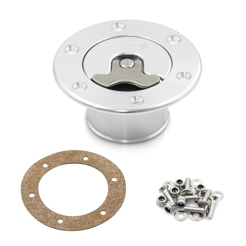 Billet Aluminum 35.5mm Fuel Cell Gas Cap Fuel Surge Tank Cap with 6 Hole Non-vented (Silver) - color: Silver