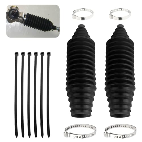 Tie Rod Boot Kit with Pinion Bellow Cable Ties and Clamps,Waterproof & Dustproof Rack and Pinion Boot for Steering System Protection,Silicone Inner Tie Rod Boot Car Accessories (Black) - color: Black