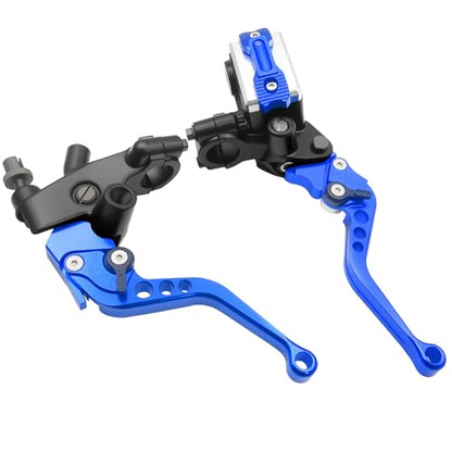 Universal Motorcycle 7/8" 22mm Handlebar Brake Master Cylinder Clutch Lever CNC Left & Right Set Compatible with Honda Kawasaki Suzuki Yamaha（ Piston Diameter 12.7mm (Blue) - color: Blue