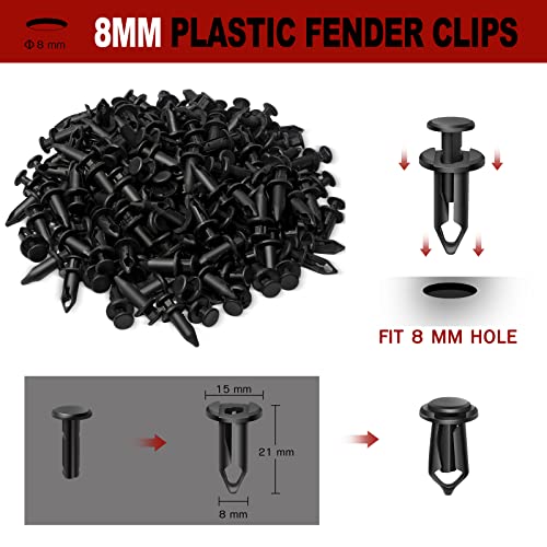 moveland 120 PCS 8mm UTV ATV Fender Clips Push Body Rivets Fasteners Clamps - size: 120 Clips 8mm + Remover