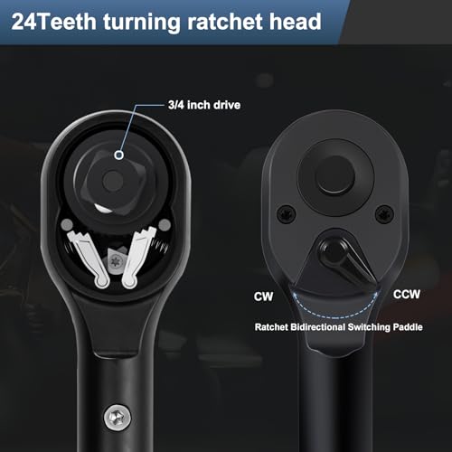 High Torque Wrench 3/4'' 200-1000 ft, 3/4 Inch Torque Wrenches for Car, Truck, Tractor, Accuracy ± 3% Two Directions Adjustable 24 Teeth Precision Instruments - size: 1" 200-1000 FT.LB