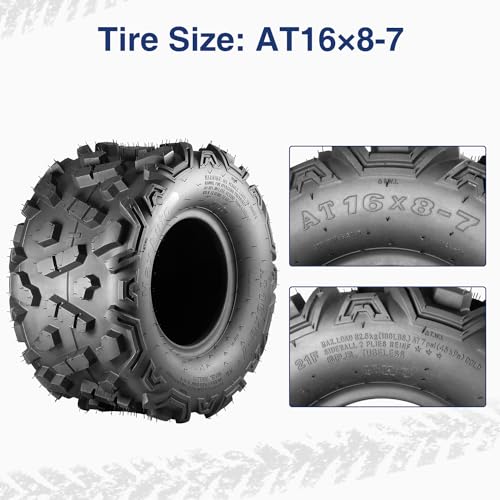 MaxAuto 16x8-7 ATV Tires 16x8.00-7 Go-Kart Tires AT16x8-7 Mini Bike Tire 16x8x7 UTV Off-Road Tire,6Ply Tubeless,2 Pack - size: 16x8-7