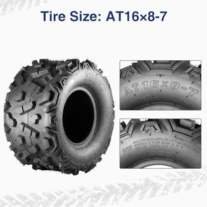 MaxAuto 16x8-7 ATV Tires 16x8.00-7 Go-Kart Tires AT16x8-7 Mini Bike Tire 16x8x7 UTV Off-Road Tire,6Ply Tubeless,2 Pack - size: 16x8-7