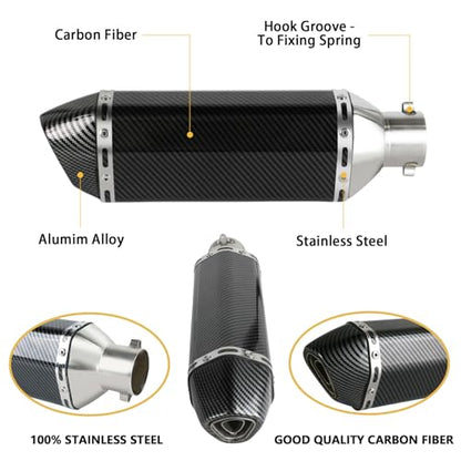 PACEWALKER Motorcycle Exhaust Muffler Carbon Fiber 1.5-2" Inlet - size: Carbon Fiber
