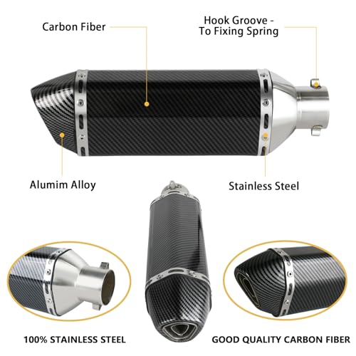PACEWALKER Motorcycle Exhaust Muffler Carbon Fiber 1.5-2" Inlet - size: Carbon Fiber